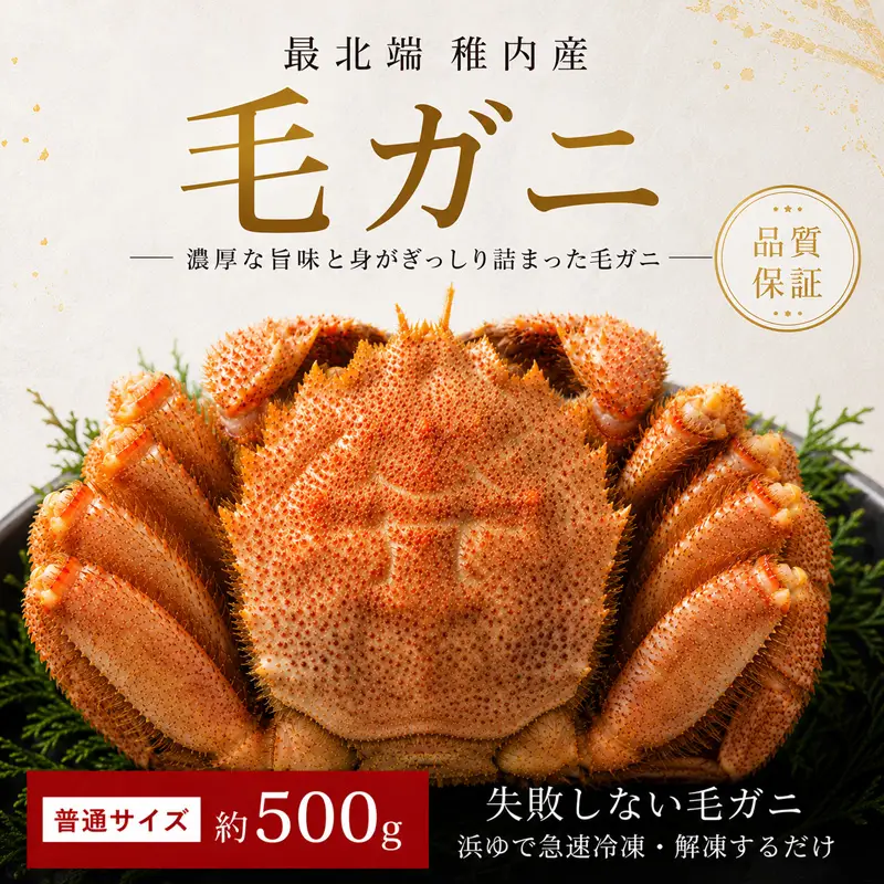 品質保証付】【送料無料】北海道稚内産 最北端海明け毛ガニ800g 超特大