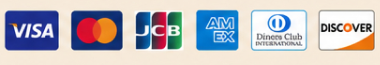 VISA・Mastercard・JCB・AMEX・Diners Club・DISCOVERがご利用いただけます