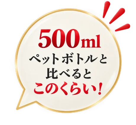 500mlペットボトルと比べるとこのくらい！