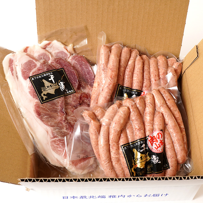 肉の山本北海道不揃い粗挽きウィンナー&ベーコンセット