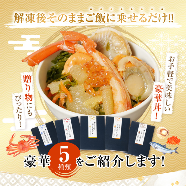 北海道の豪華丼 5種類食べ比べセット