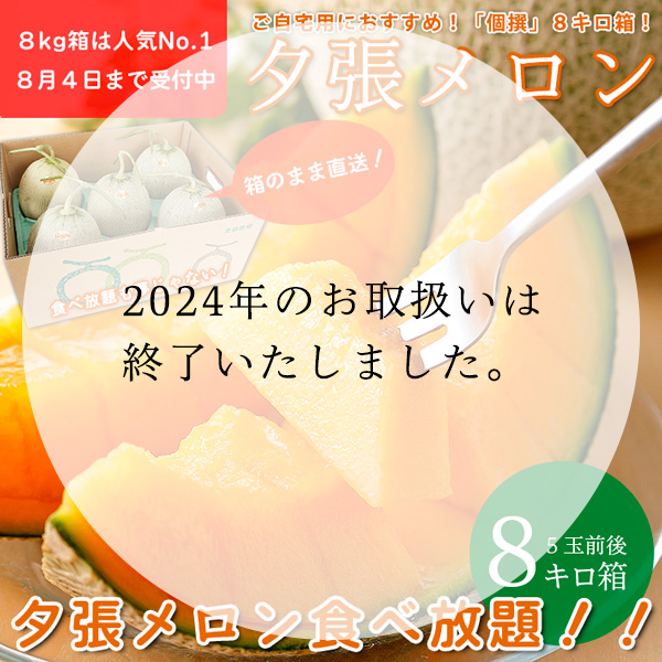 【送料無料】夕張メロン個撰 8キロ箱(5玉前後)大箱　